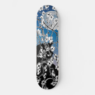 Körsbärs-Blommar Svart katt full månnatt Mini Skateboard Bräda 18,5 Cm