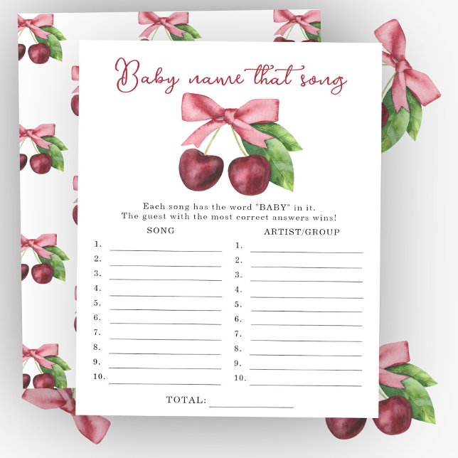 Körsbärsbåge baby shower Namnge den låten lek (Skapare uppladdad)