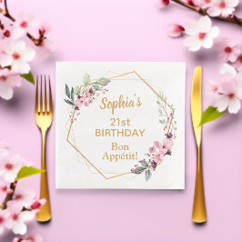 Körsbärsblom 21-årsfirande Middag Födelsedag Serve Pappersservett