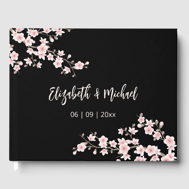 Körsbärsblom Apricot  Blommig | Bröllop Gästböcker (Framsida)
