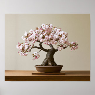 Körsbärsblom Bonsai Art Print | Japansk vår Poster