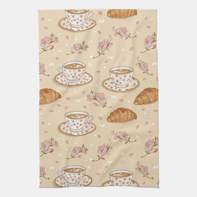 Körsbärsblom Coffee Cozy Mönster (2) Kökshandduk (Vertikal)