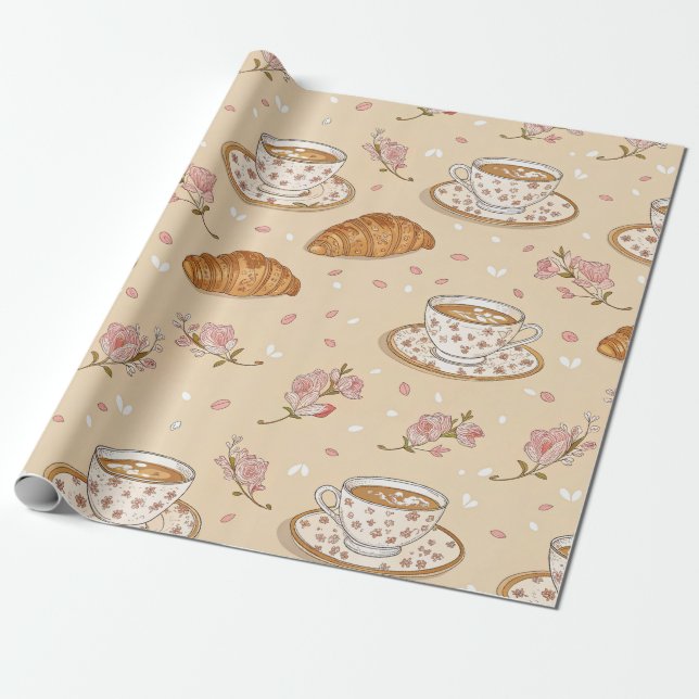 Körsbärsblom Coffee Cozy Mönster (2) Presentpapper (Utrullad)