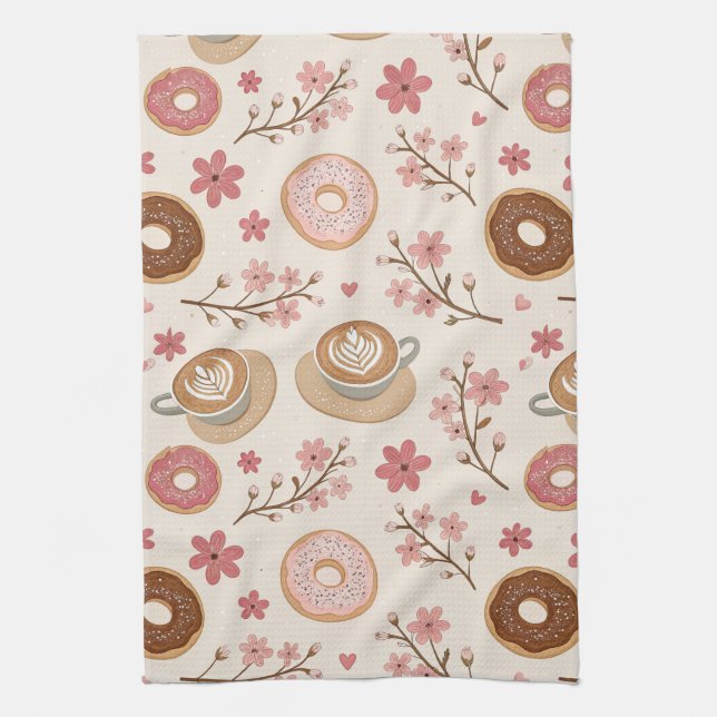 Körsbärsblom Coffee Cozy Mönster (3) Kökshandduk (Vertikal)