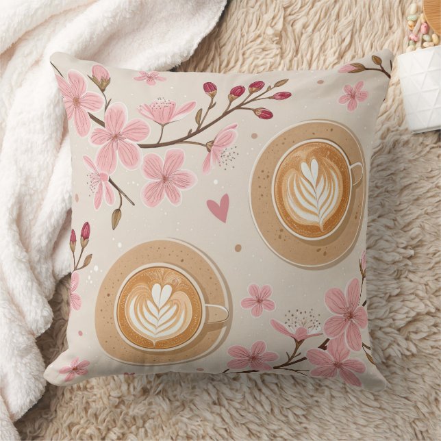 Körsbärsblom Coffee Cozy Mönster (7) Kudde (Filt)