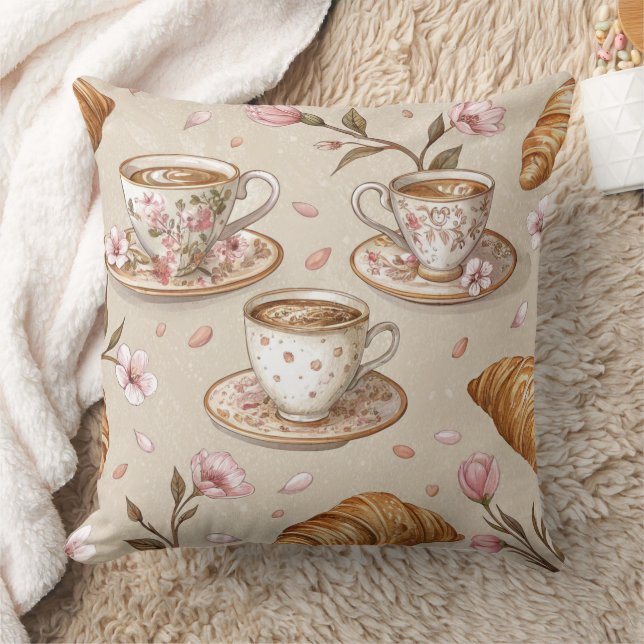 Körsbärsblom Coffee Cozy Mönster (9) Kudde (Filt)