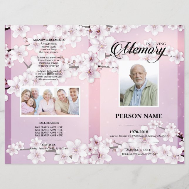 Körsbärsblom Funeral Template (Framsida)