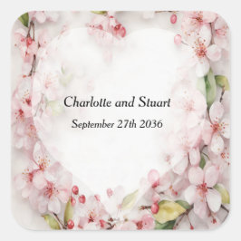 Körsbärsblom Fyrkantigt Klistermärke