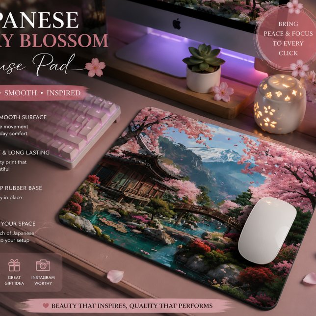 Körsbärsblom Japansk Elegant Guld Bröllopsmus Musmatta (Skapare uppladdad)