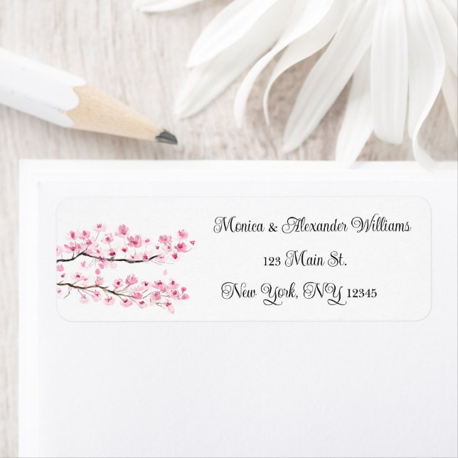 Körsbärsblom Körsbärsträd Vattenfärg Rosa Returadr Returadress Etikett (Insitu)