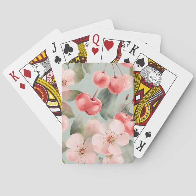 Körsbärsblom och körsbär Vårkonst  Casinokort (Baksidan)