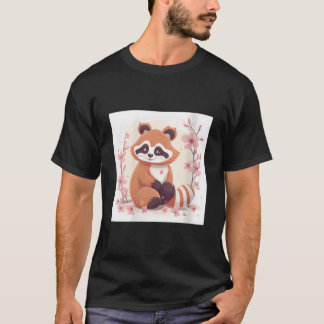 Körsbärsblom och röd panda söt stil t shirt