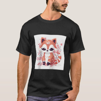 Körsbärsblom- och röd panda-tryck Hemdekorationsba T Shirt