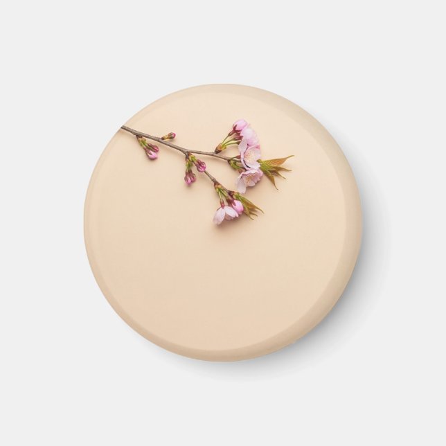 Körsbärsblom och tusensköns bakgrund magnet (Framsidan)
