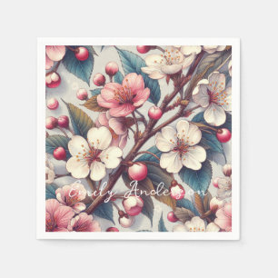 Körsbärsblom rosa blommor blomster japanska Sakura Pappersservett