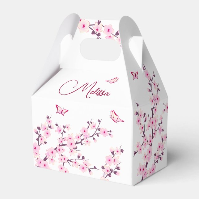 Körsbärsblom Rosa Vit Anpassad Födelsedag Presentaskar (Baksidan Sidan)