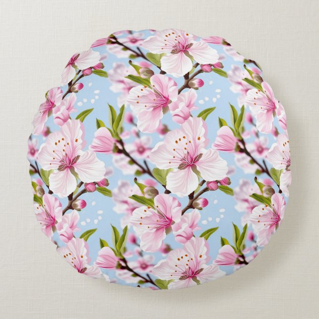    Körsbärsblom Rund Kudde (Framsidan)