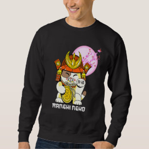 Körsbärsblom Sakura Blomma Japansk Lucky Cat Ma Lång Ärmad Tröja