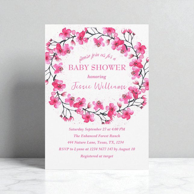 Körsbärsblom Sakura blommor Baby shower Inbjudningar (Skapare uppladdad)