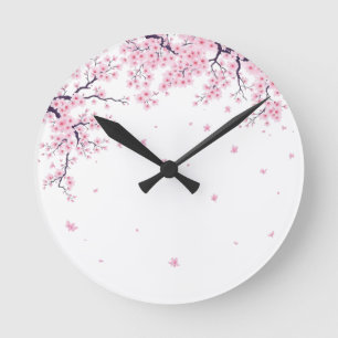 Körsbärsblom Sakura Japansk Konst Tote  Rund Klocka