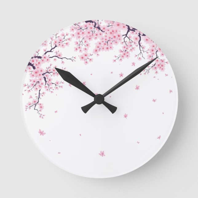 Körsbärsblom Sakura Japansk Konst Tote  Rund Klocka (Framsida)