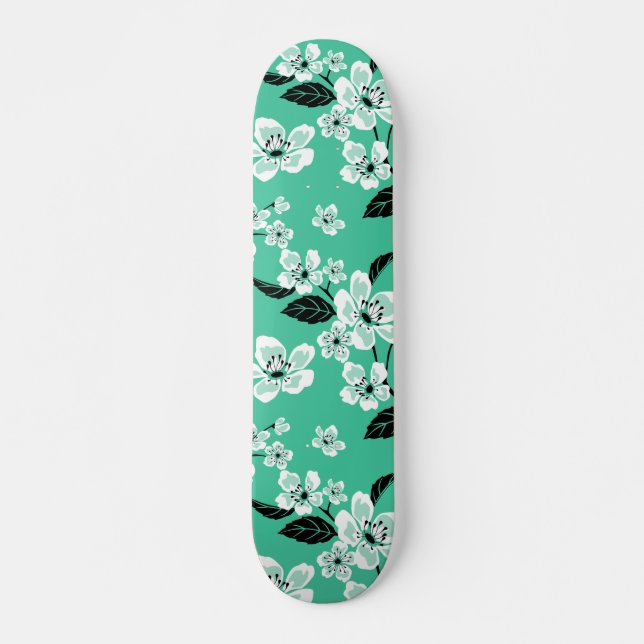 KÖRsbärsblom - SAKURA (MINT) Mini Skateboard Bräda 18,5 Cm (Framsida)