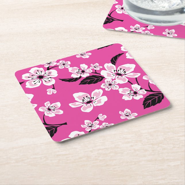 KÖRsbärsblom - SAKURA (ROSA) Underlägg Papper Kvadrat (Vinklad)
