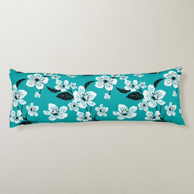 KÖRsbärsblom - SAKURA (TEAL) Kroppskudde (Baksidan)
