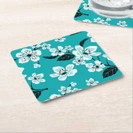 KÖRsbärsblom - SAKURA (TEAL) Underlägg Papper Kvadrat
