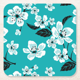 KÖRsbärsblom - SAKURA (TEAL) Underlägg Papper Kvadrat