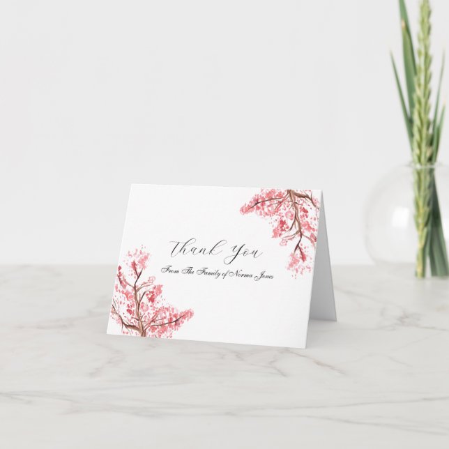 Körsbärsblom Sympati Blommig Begravning Tack  Kort (Framsida)
