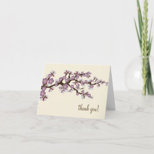Körsbärsblom tackkort med foto (lavendel)