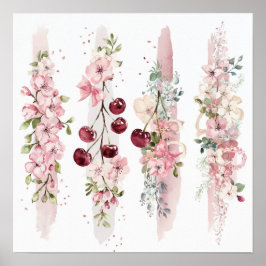 Körsbärsblom Vattenfärg Blomma Poster