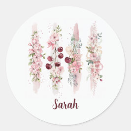 Körsbärsblom Vattenfärg, Lägg till namn Runt Klistermärke