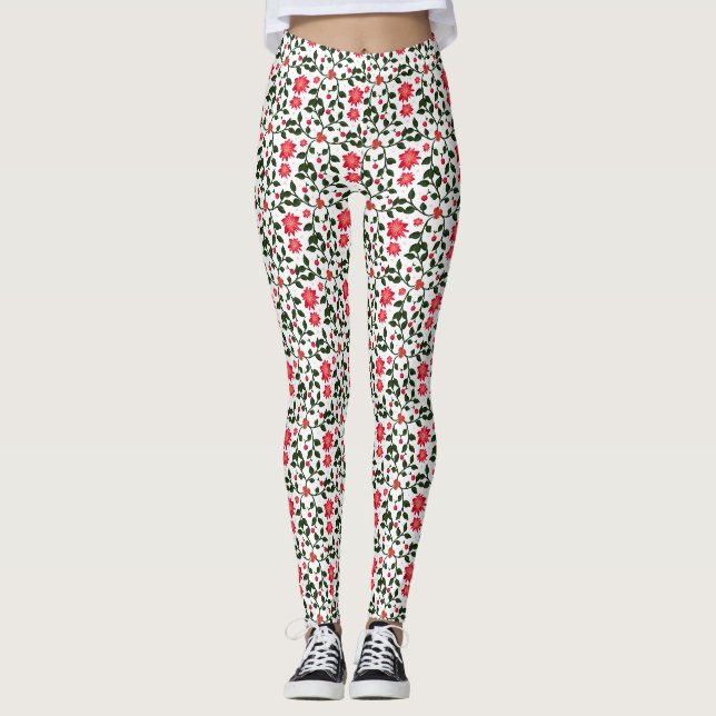 Körsbärsblom Vindruvemönster med Körsbär Leggings (Framsida)