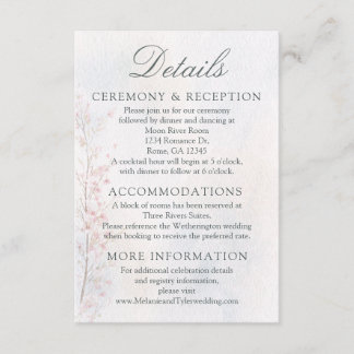 Körsbärsblom Wedding / Mottagningsdetaljkort Tilläggskort