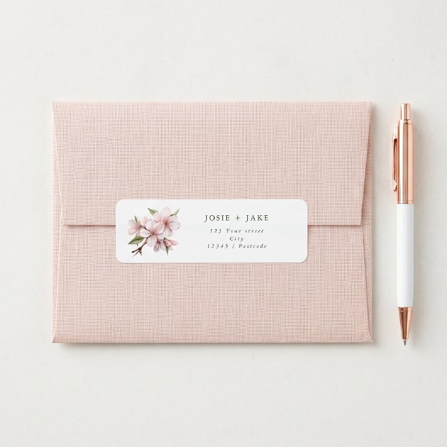 Körsbärsblomadressetikett Returadress Etikett (Cherry blossom flower return address label)