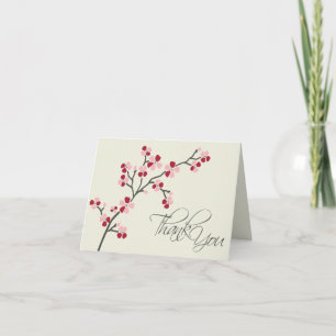 Körsbärsblomdesigner Tackkort 2 (röd)