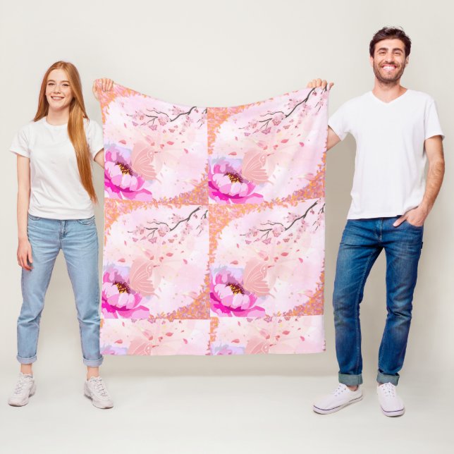 Körsbärsblomfjärilsfilt Fleecefilt (På plats)