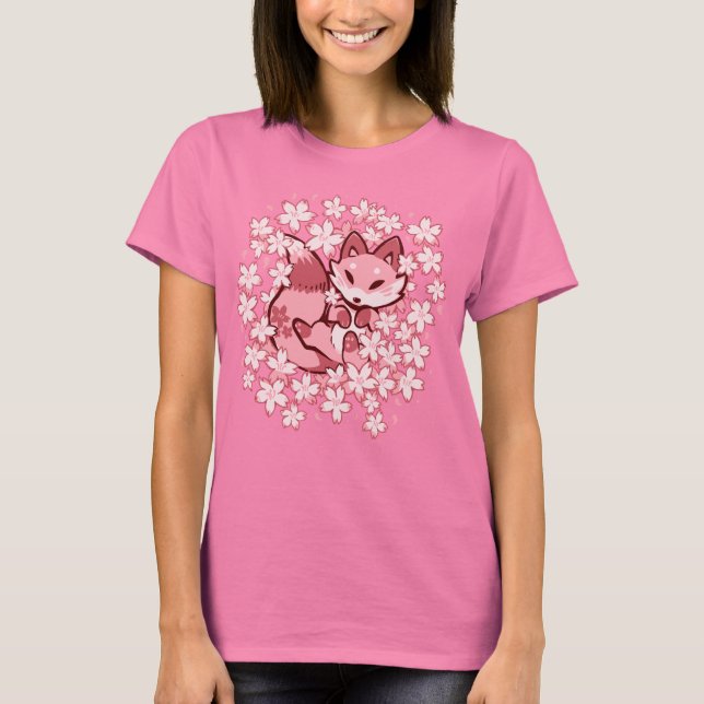 Körsbärsblomfox T Shirt (Framsida)
