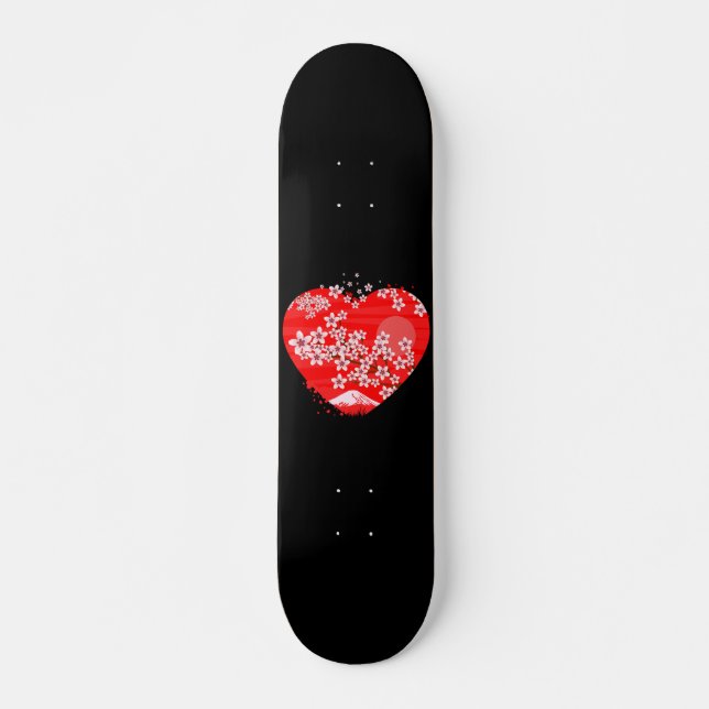 Körsbärsblomhjärta Mini Skateboard Bräda 18,5 Cm (Framsida)