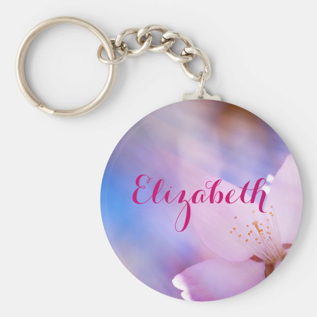 Körsbärsblomma himmelljus personligt nyckelring (Framsidan)
