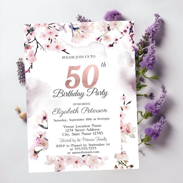 Körsbärsblommans 50-årsdag inbjudningar (Skapare uppladdad)