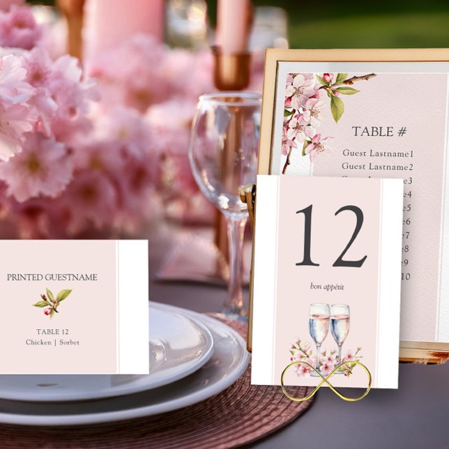 Körsbärsblommas bröllopsmottagning bordsnummer (Table Number Card from the Cherry Blossom Wedding Collection by Darling & May)
