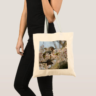 Körsbärsblommas Fågel Jeju-do Korea Canvas Tote Ba Tygkasse