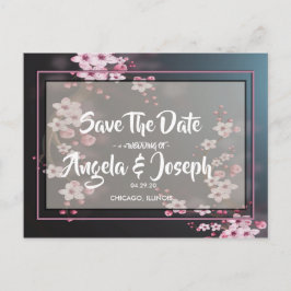 Körsbärsblommas Geometriskt Blommigt Rädda Datumet Meddelande Vykort