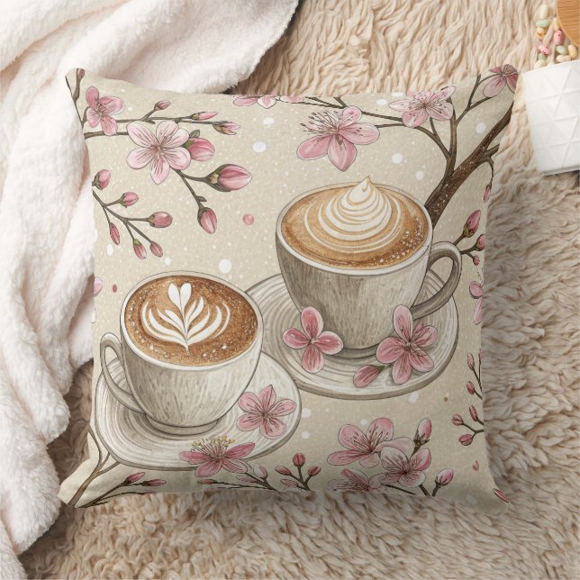 Körsbärsblommas Kaffekryssmönster (6) Kudde (Filt)