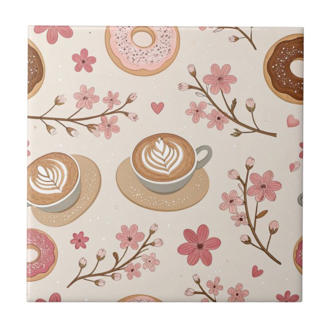 Körsbärsblommas Kaffemugg Värmare Mönster (3) Kakelplatta (Framsidan)