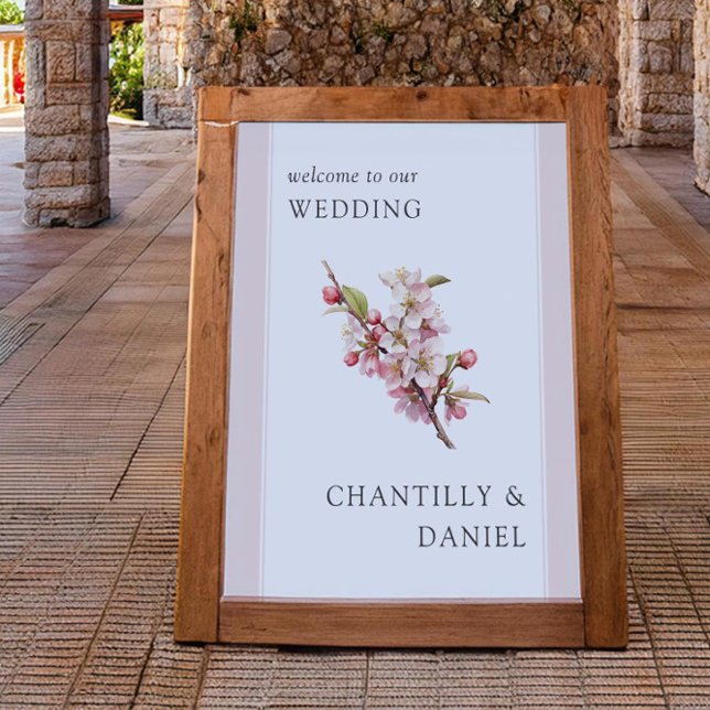Körsbärsblommas tryckbara bröllopshälsning poster (Wedding Welcome Poster (printed/digital) from the Cherry Blossom Wedding Collection by Darling & May)