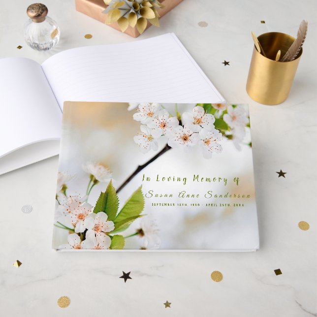 Körsbärsblommor Begravning Minnesgästbok Gästböcker (Framsida Öppen)